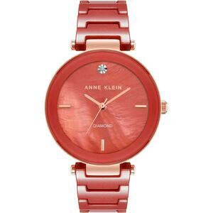 Anne Klein Red Ceramic Bracelet with Diamond Accent Ladies Watch